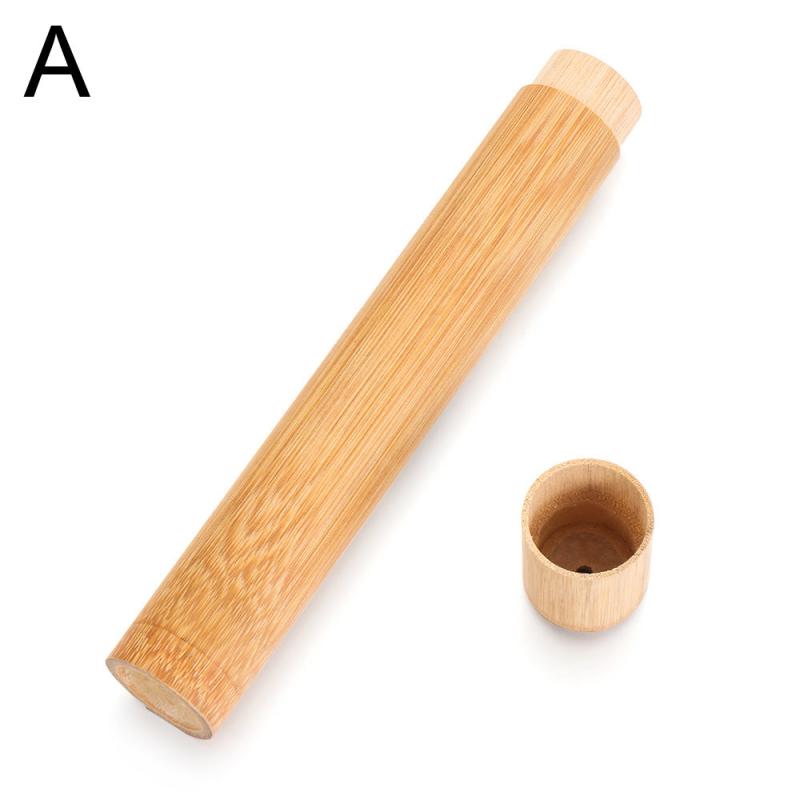 Portable Bamboo Toothbrush Tube Storage Holder Container Box