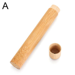 Portable Bamboo Toothbrush Tube Storage Holder Container Box