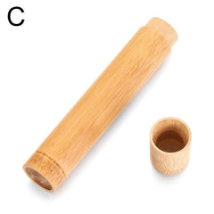 Portable Bamboo Toothbrush Tube Storage Holder Container Box