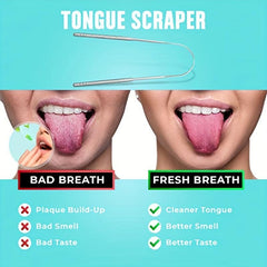2pcs Tongue Scraper Stainless Steel Oral Care Mental Cleaning Tools