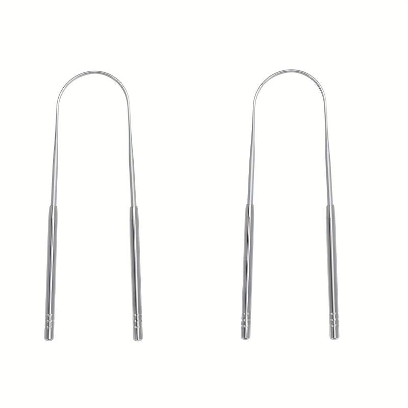 2pcs Tongue Scraper Stainless Steel Oral Care Mental Cleaning Tools