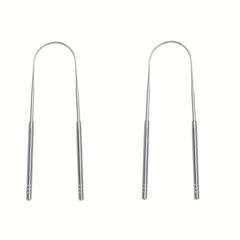 2pcs Tongue Scraper Stainless Steel Oral Care Mental Cleaning Tools