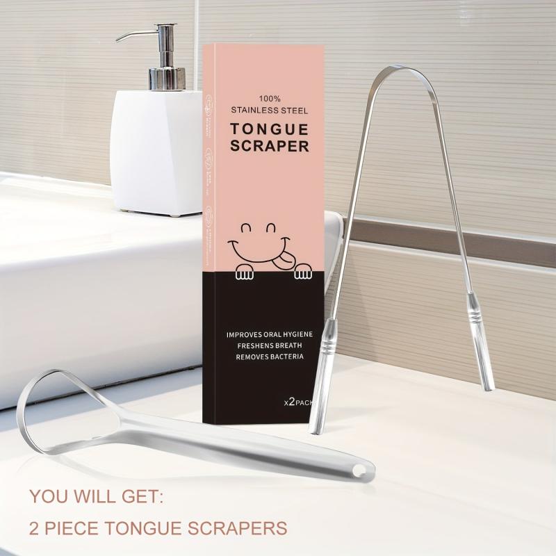 2pcs Stainless Steel Tongue Cleaner Teeth Care Dental Tools