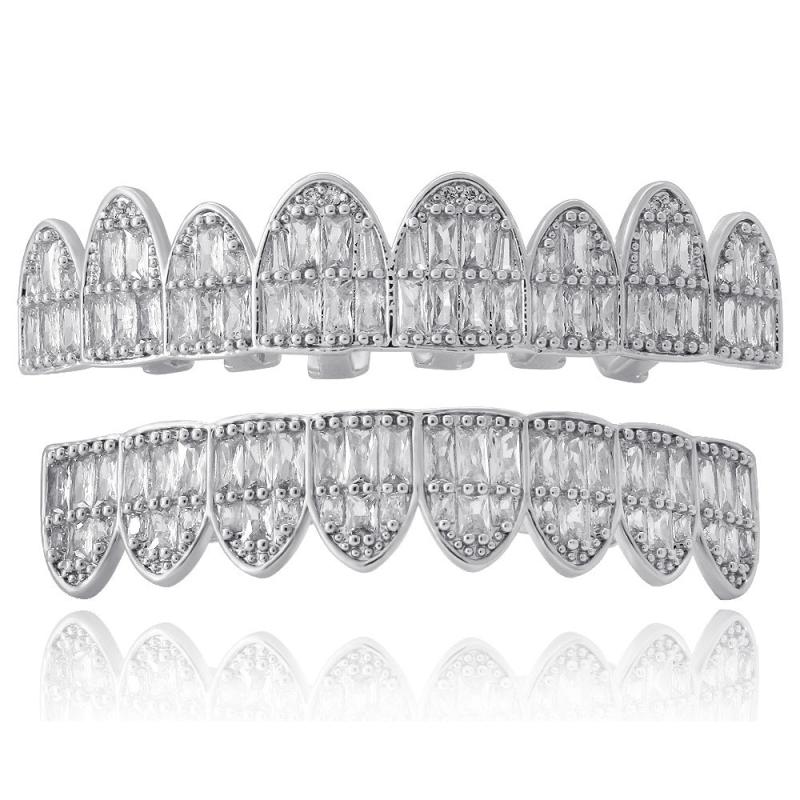 Micro set Zircon 18k Hip hop Braces Grills For Men And Women Halloween
