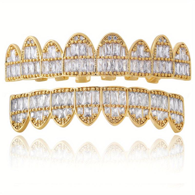 Micro set Zircon 18k Hip hop Braces Grills For Men And Women Halloween