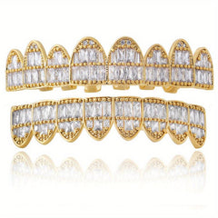 Micro set Zircon 18k Hip hop Braces Grills For Men And Women Halloween