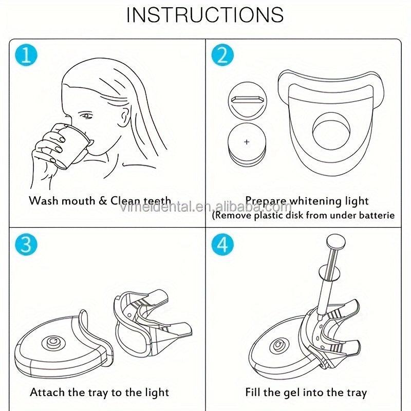 Wireless Teeth Whitening Kit LED Lights Gel Pens Stain Cleaning at Home