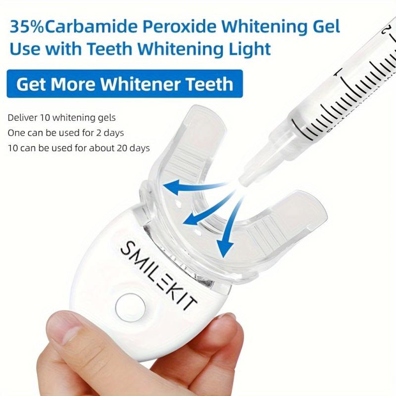 Wireless Teeth Whitening Kit LED Lights Gel Pens Stain Cleaning at Home