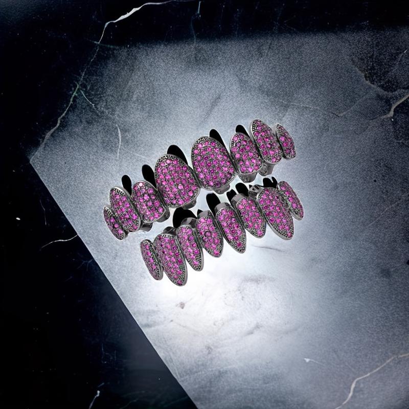 Hip Hop Teeth Grillz Top and Bottom Iced Out Gold Silver Plated Grillz Men Women