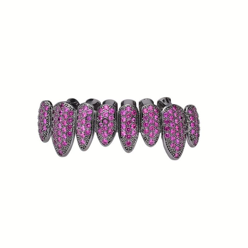 Hip Hop Teeth Grillz Top and Bottom Iced Out Gold Silver Plated Grillz Men Women