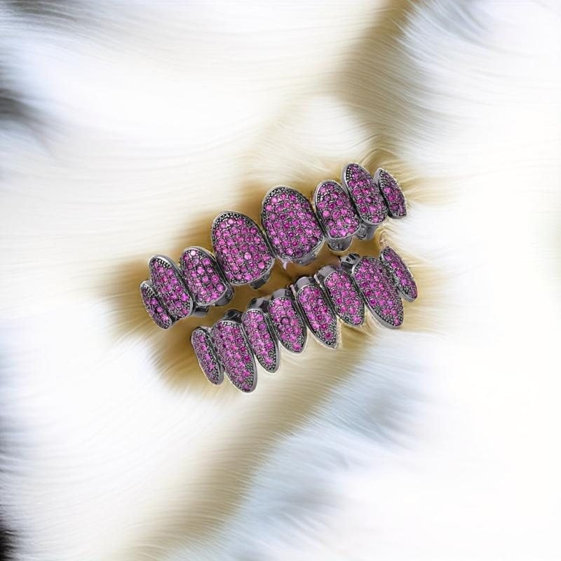 Hip Hop Teeth Grillz Top and Bottom Iced Out Gold Silver Plated Grillz Men Women