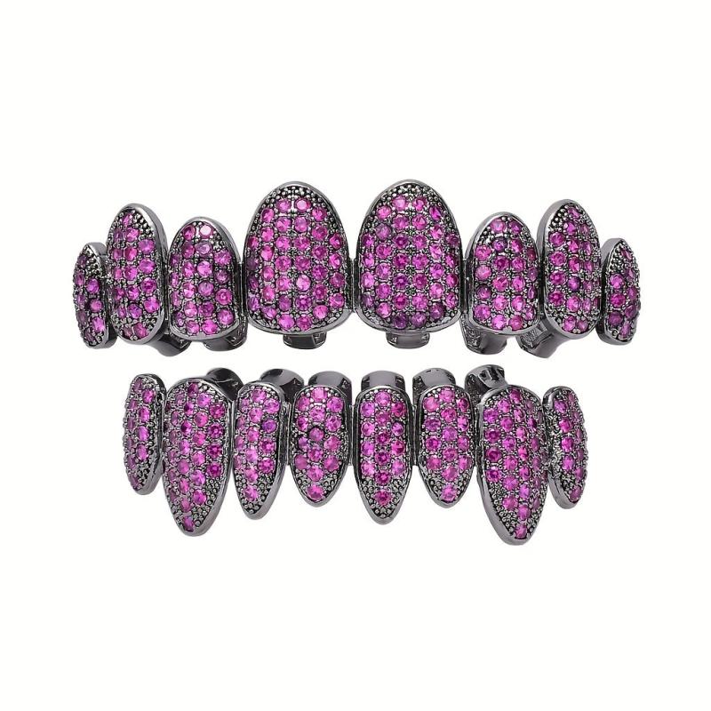 Hip Hop Teeth Grillz Top and Bottom Iced Out Gold Silver Plated Grillz Men Women