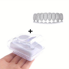 Golden Teeth Grillz Iced Out Top & Bottom Hip Hop Rapper Jewelry Gift