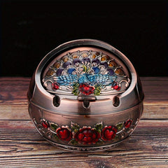 European Vintage Ashtray Sphere Alloy Ashtray With Lid