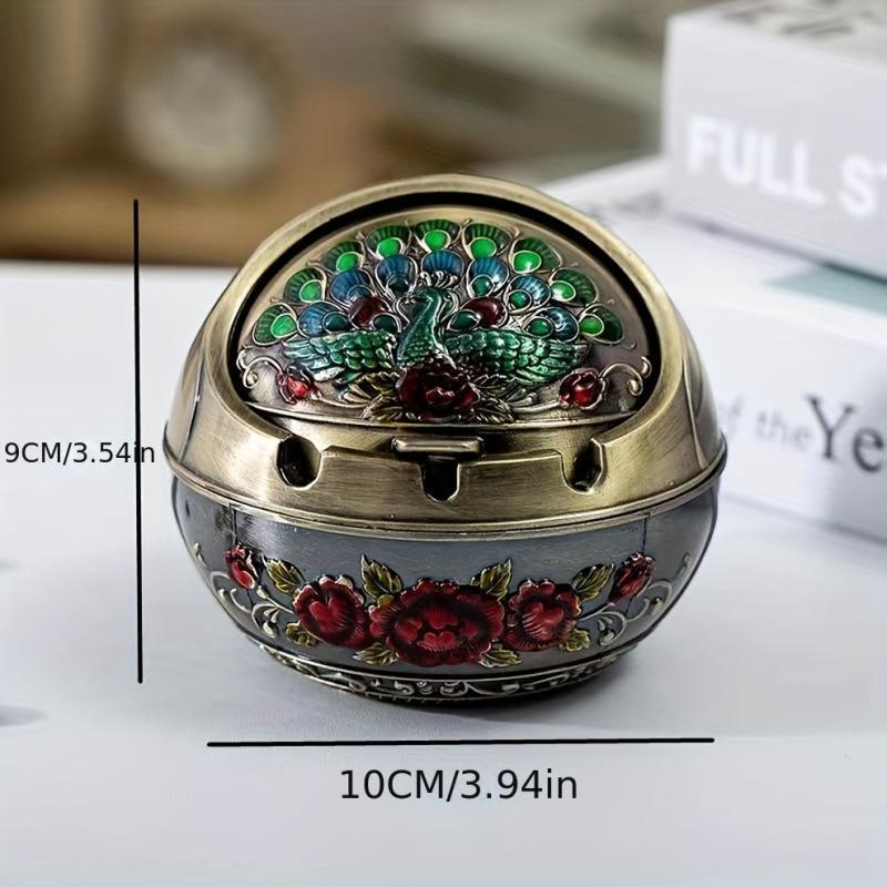 European Vintage Ashtray Sphere Alloy Ashtray With Lid