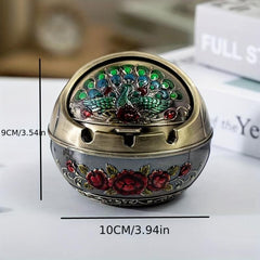 European Vintage Ashtray Sphere Alloy Ashtray With Lid