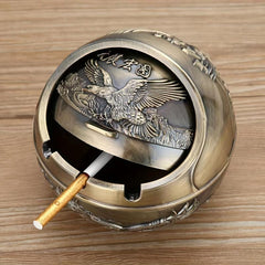 European Vintage Ashtray Sphere Alloy Ashtray With Lid