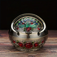 European Vintage Ashtray Sphere Alloy Ashtray With Lid
