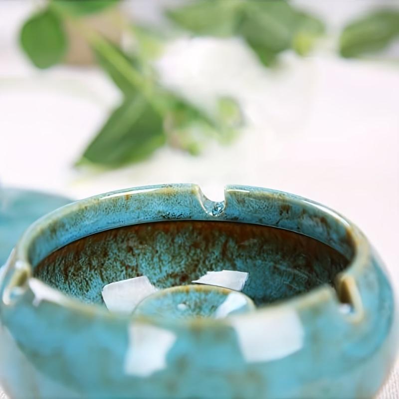 Ceramic Ashtray With Lid Windproof Cigarette Ashtray Indoor Outdoor Use