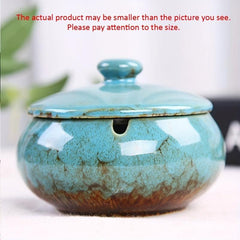 Ceramic Ashtray With Lid Windproof Cigarette Ashtray Indoor Outdoor Use