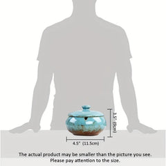 Ceramic Ashtray With Lid Windproof Cigarette Ashtray Indoor Outdoor Use
