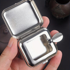 Portable Mini Stainless Steel Ashtray Compact Size