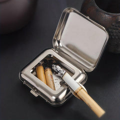 Portable Mini Stainless Steel Ashtray Compact Size