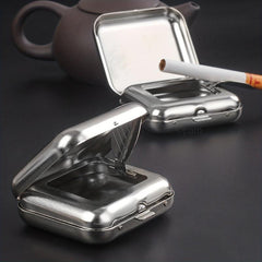 Portable Mini Stainless Steel Ashtray Compact Size
