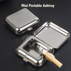 Portable Mini Stainless Steel Ashtray Compact Size