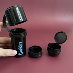 3 IN 1 Grinder Storage System Smell Proof Travel Ready Tether Strap Lightweight