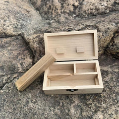 Wooden Herb and Smoking Accessories Storage Box with Grinder and Paper Slots
