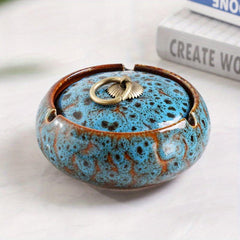 Ceramic Ashtray With Lid For Home Office Decorative Tabletop Ashtray