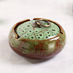Ceramic Ashtray With Lid For Home Office Decorative Tabletop Ashtray