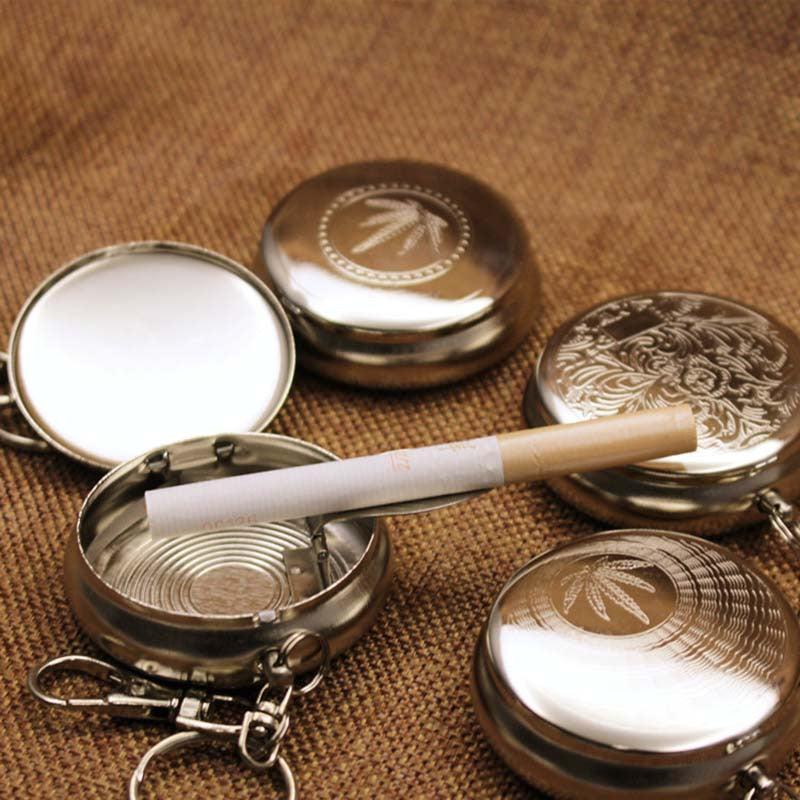 Mini Ashtray Key Chain Stainless Steel Portable Car Pocket Holder