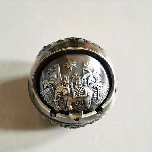 Vintage Windproof Ashtray with Lid, Spherical Decorations, Home Hotel Club Gift