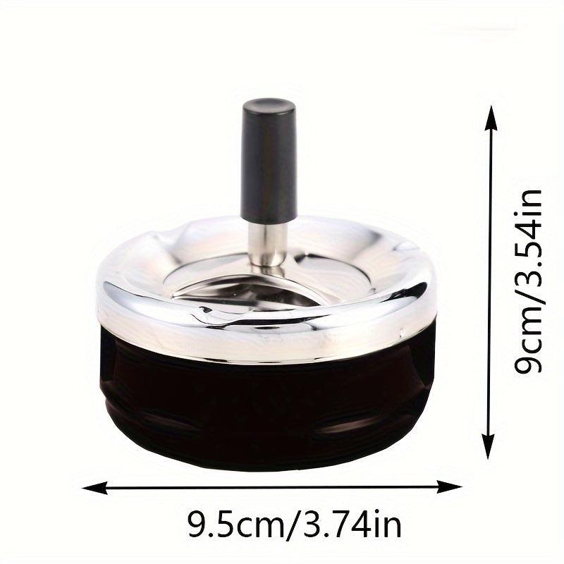 Large Round Push Down Cigarette Ashtray with Spinning Tray