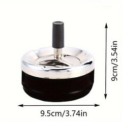 Large Round Push Down Cigarette Ashtray with Spinning Tray
