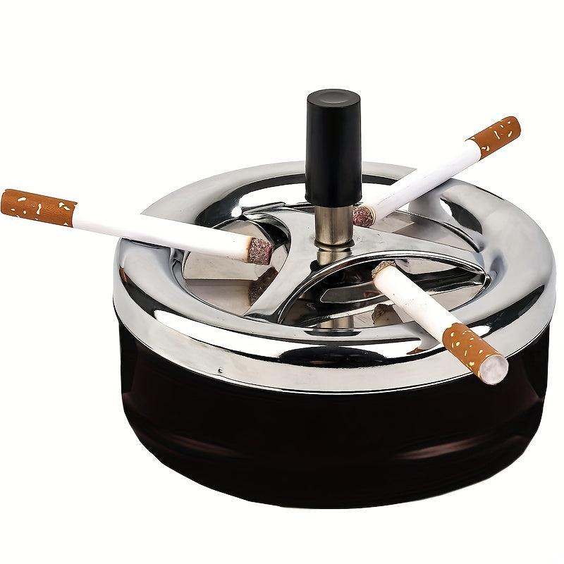 Large Round Push Down Cigarette Ashtray with Spinning Tray
