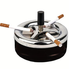 Large Round Push Down Cigarette Ashtray with Spinning Tray