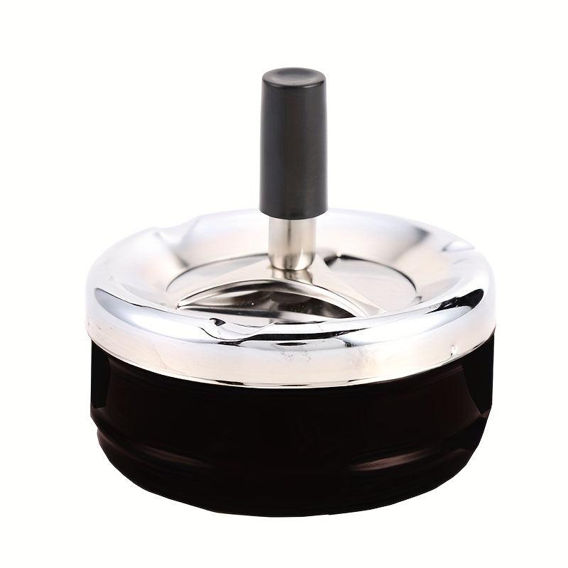 Large Round Push Down Cigarette Ashtray with Spinning Tray