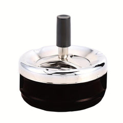 Large Round Push Down Cigarette Ashtray with Spinning Tray