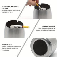 Windproof Ashtray With Lid Non-slip Base Decorative Astray for Home Hotel Bar