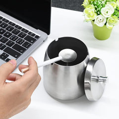 Windproof Ashtray With Lid Non-slip Base Decorative Astray for Home Hotel Bar