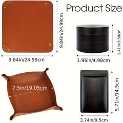 Leather Rolling Tray & Smell Proof Bags Set