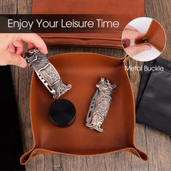 Leather Rolling Tray & Smell Proof Bags Set