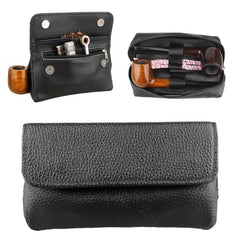 Leather Tobacco Pipe Pouch Case Bag for 2 Pipes