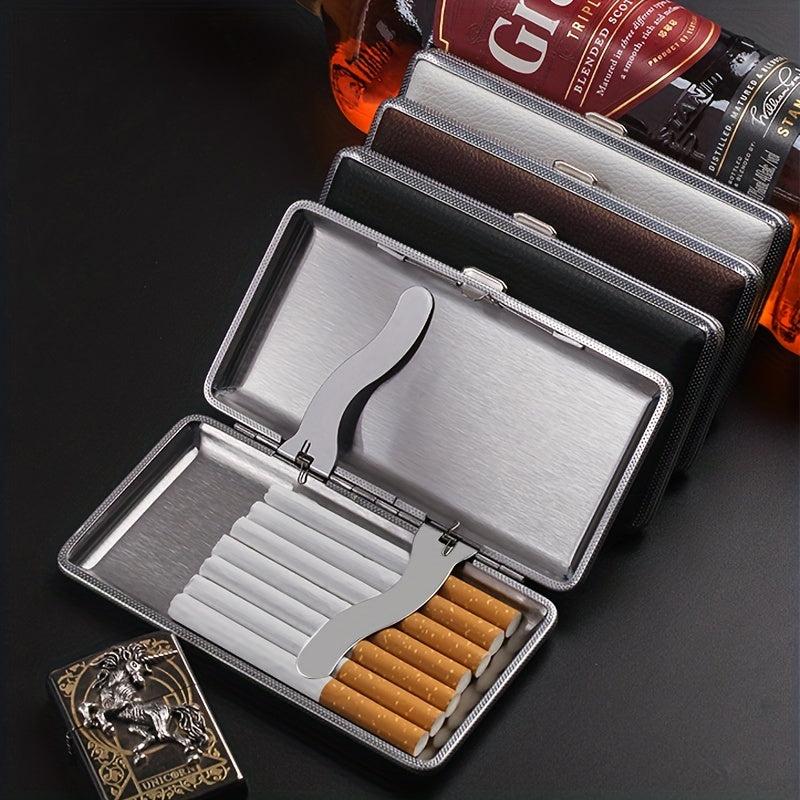 Leather Metal Cigarette Case Holds 14 Cigarettes Extra Long
