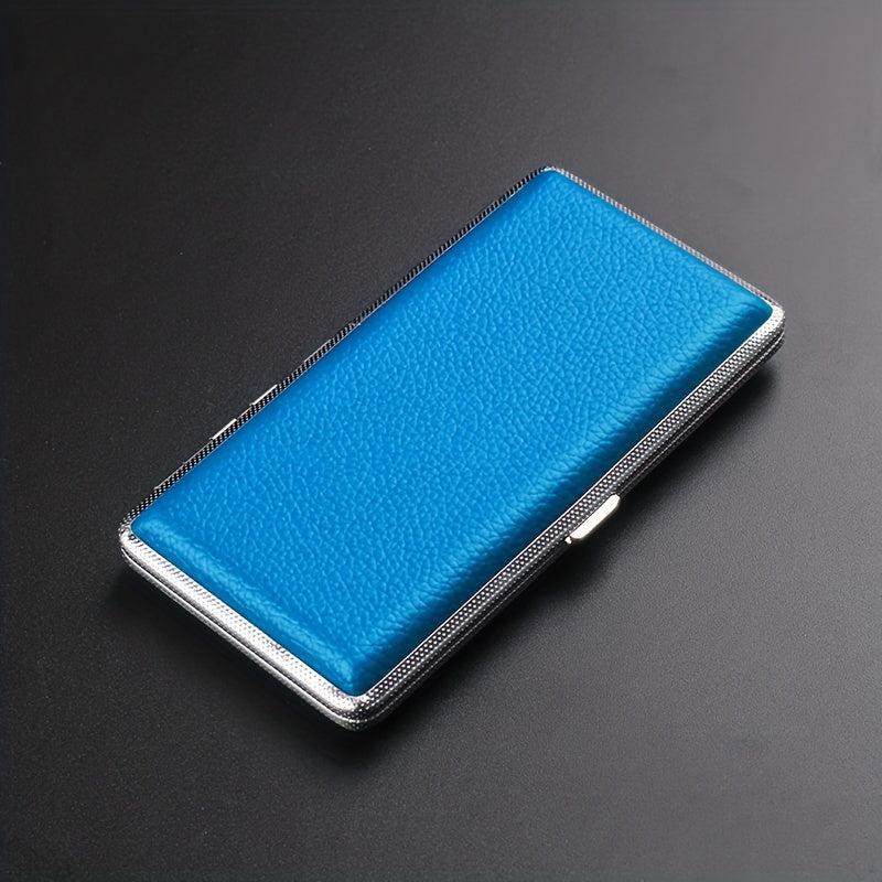 Leather Metal Cigarette Case Holds 14 Cigarettes Extra Long