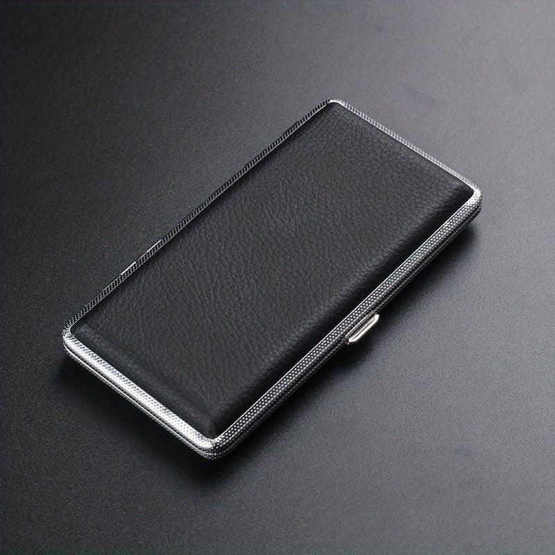 Leather Metal Cigarette Case Holds 14 Cigarettes Extra Long