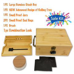 Wooden Storage Box With Tray Bamboo For Smoking Paper